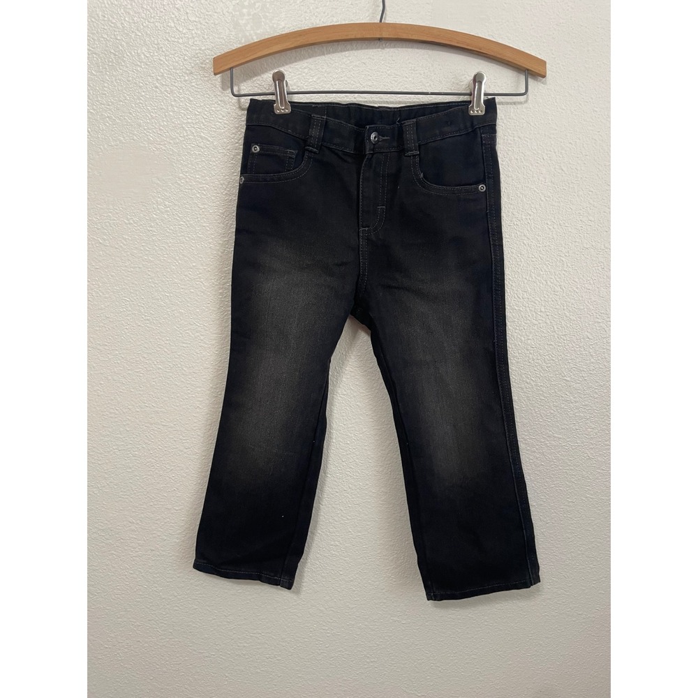 Wrangler Jeans Co Boys 5T Black Excellent Faded Straight Leg Denim 9ERTFBL